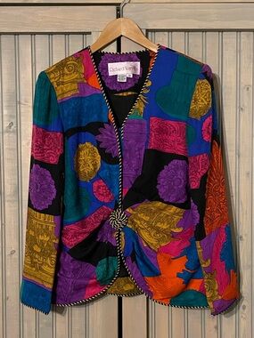 Silk Multicolor Patterned Blazer Jacket by Richard Warren